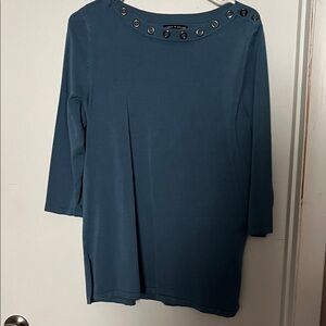 Cable & Gauge Blue Women's Top with Grommet Detail